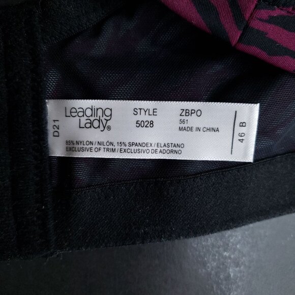 Leading Lady The Brigitte Full Coverage Wirefree T-Shirt Bra Size 46B Pink Zebra - Picture 5 of 6